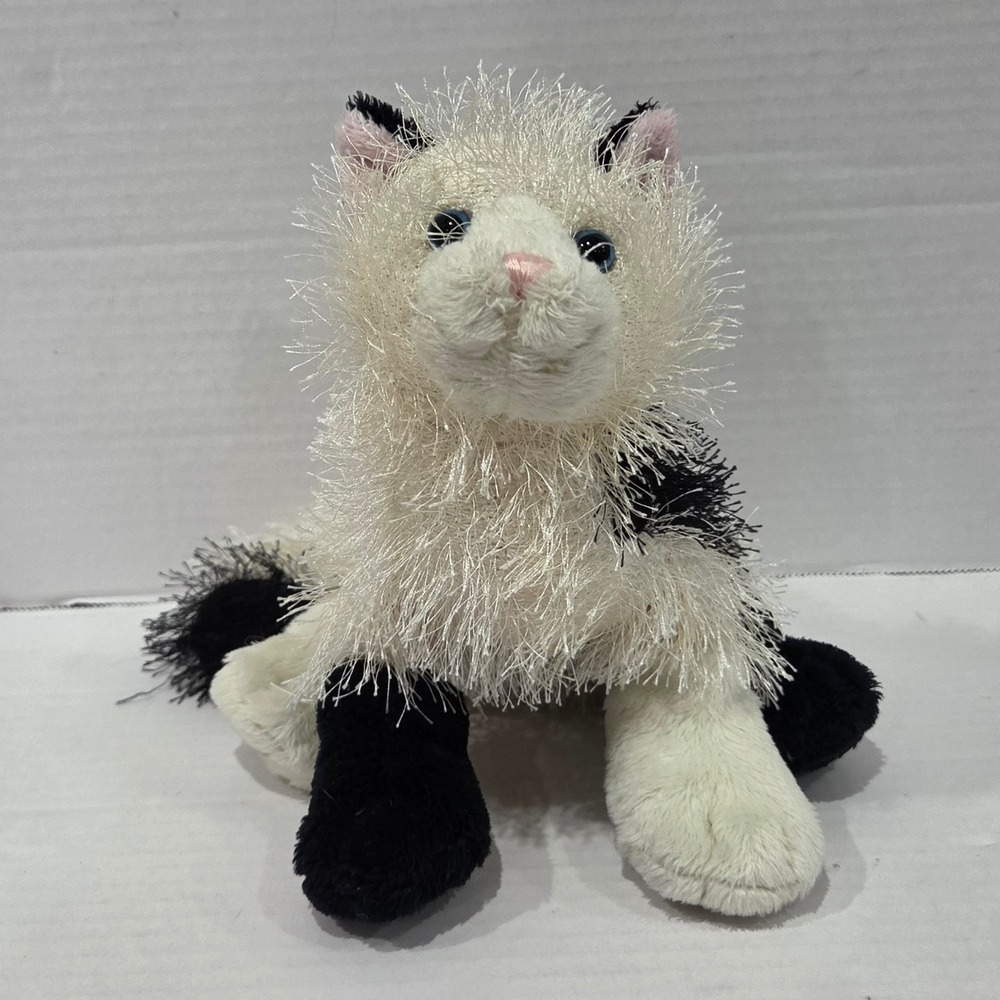 Ganz Webkinz Tuxedo Cat Plush Black White Shaggy Fur Stuffed Animal